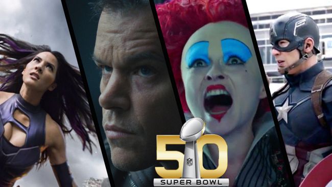 capitaine Superbowl 50 amérique guerre civile 2016 alice à travers le miroir super bowl jason bourne Olivia Munn x-men apocalypse